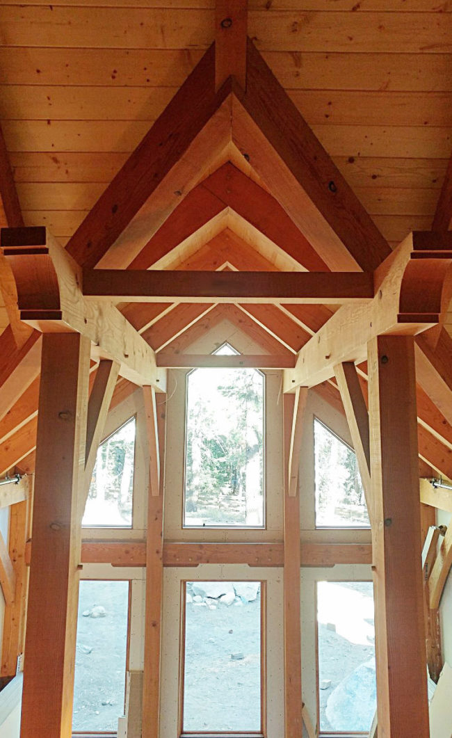 Mammoth Lakes Timber Frame ceiling view