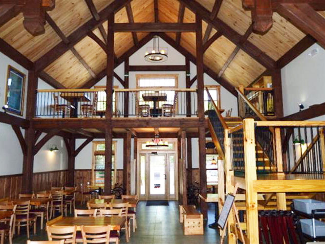Interior of Virginia Pizza Parlor Timber Frame Virginia Pizza Parlor finished, interior view