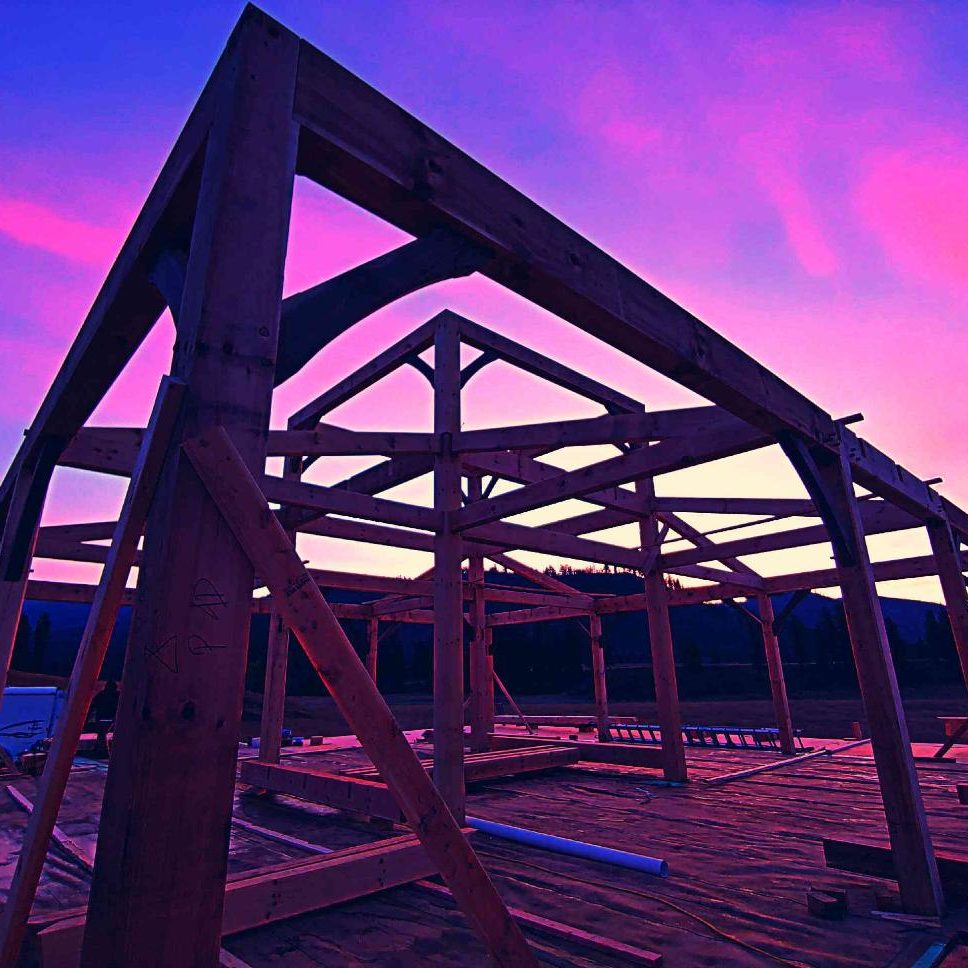 Lake Roosevelt home in Washington at sunset